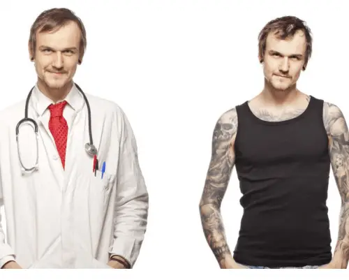 Doctor with tattoos: At work vs off work (Credit: Pinterest)