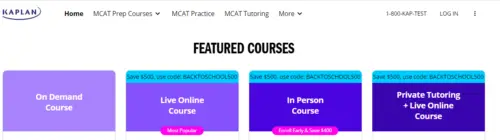 Kaplan MCAT prep courses with Discount codes on top
