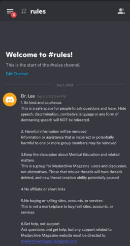 Our Medical Discord Server Rules